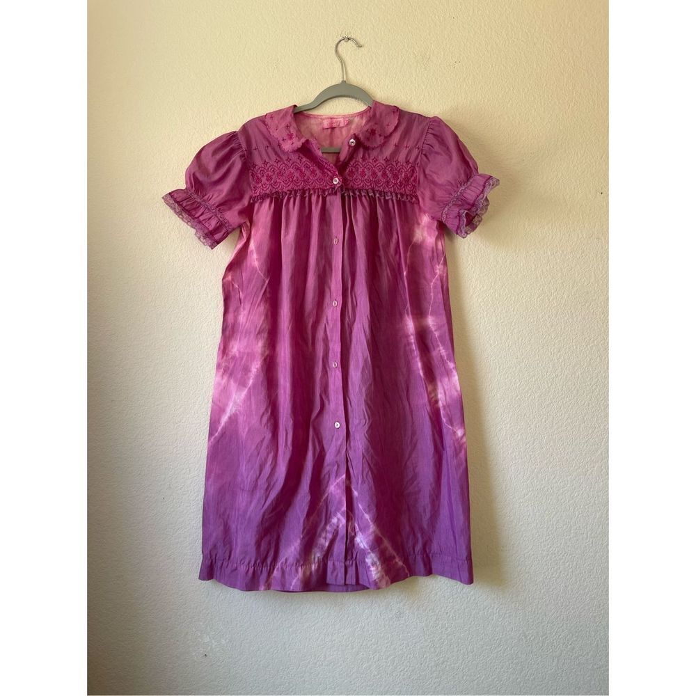 Vintage remade tie dyed dress with puff sleeves size‎ medium